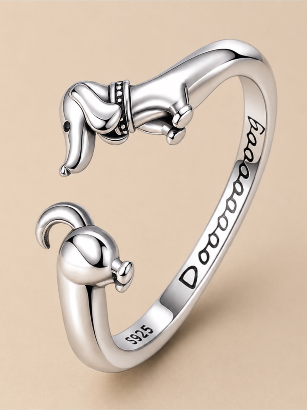 Sterling Silver Dog Cuff Bracelet - Silver